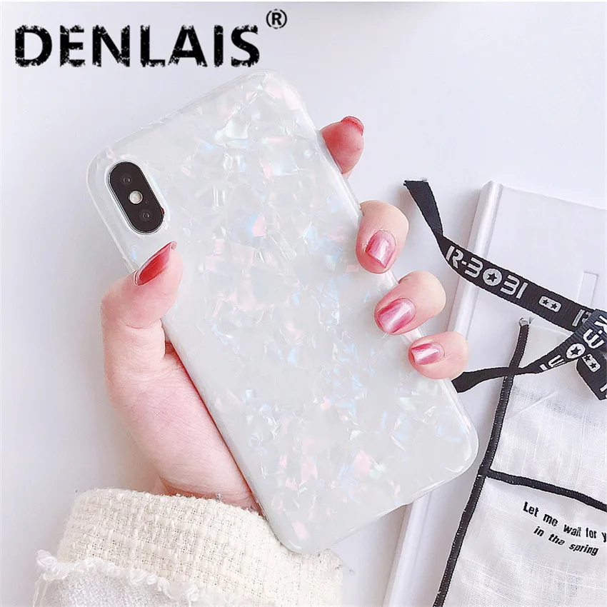 

Crystal Pink White Shell Phone Case for Iphone X XR XS Max Fashion Dream Shell Silicone Case for Iphone 7 8 Plus X 6 S Plus Case