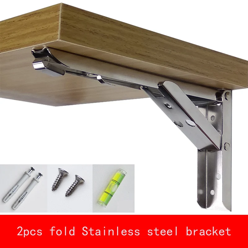 

2Pcs Max Negative Heavy 65kg 8-14 inch Folding Stainless steel Bracket Triangular Release Support with install parts