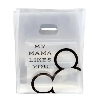 

50pcs Transparent Bags Shopping Bag Supermarket Plastic Bags With Handle Baking Cake Dessert Bread Food Packaging Bag