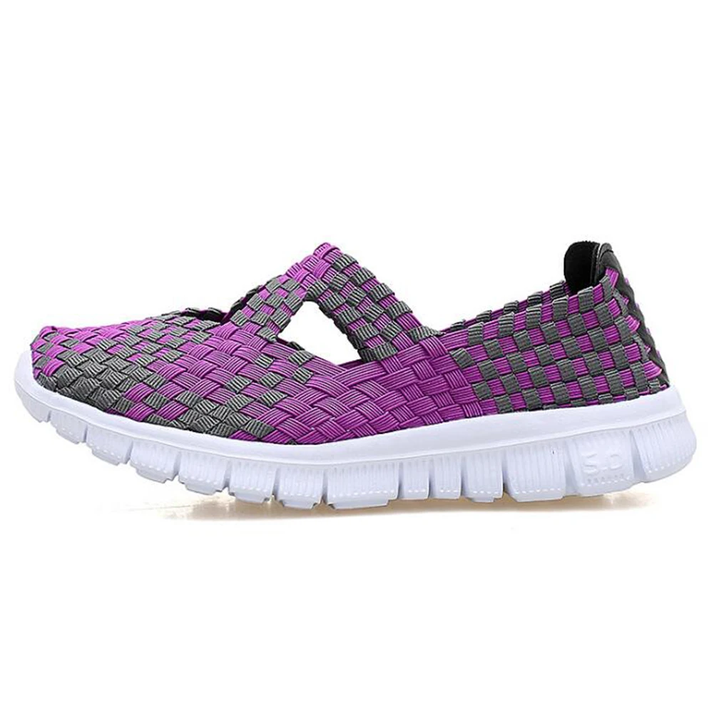 

2018 Women Sports Shoes Spring Summer Breathable Handmade Girls Woven Flats Comfortable Soft Bottoms Mom Shoes Sneakers