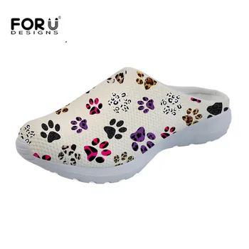 

FORUDESIGNS 2019 Casual Women's Summer Sandals Colorful Paw Printing Lightweight Slip On Slippers for Female Girls Comfort Shoes