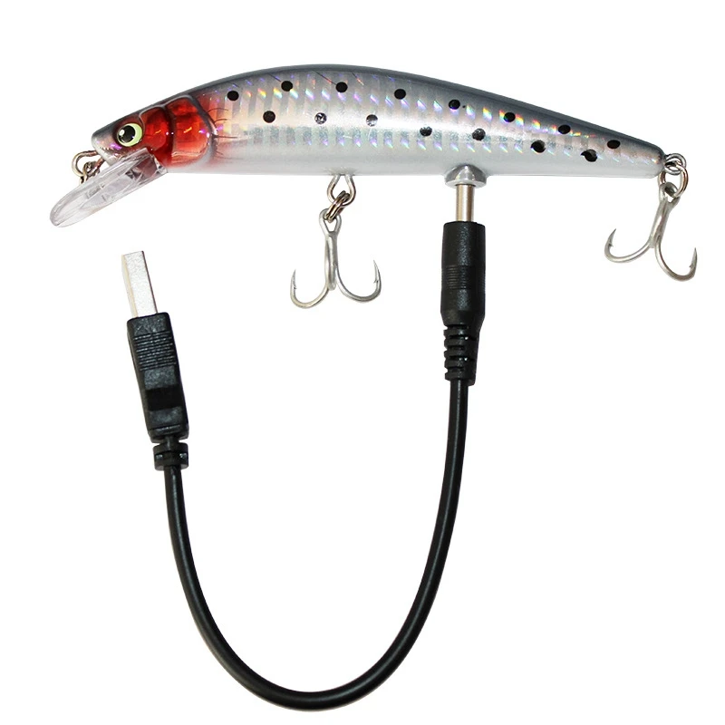 

2Pcs USB Charging LED Light Fishing Lure Rechargeable Fishing Hard Bait Lures Baits Lures For Lake P0