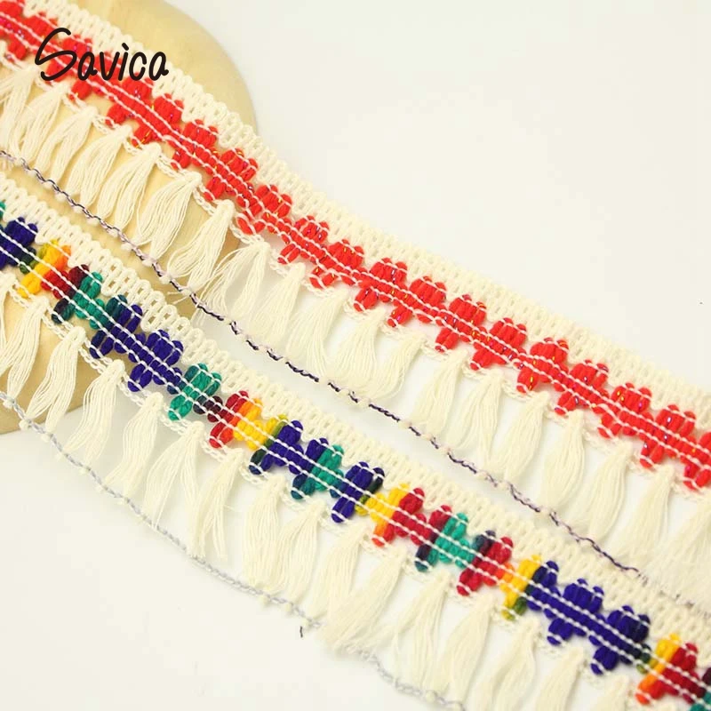 Savica 3y/lot 5cm Cotton Thread Tassel Lace Ribbon Trim Fringe Fabric Apparel Sewing Crafts DIY Decor Materials LX192 | Дом и сад