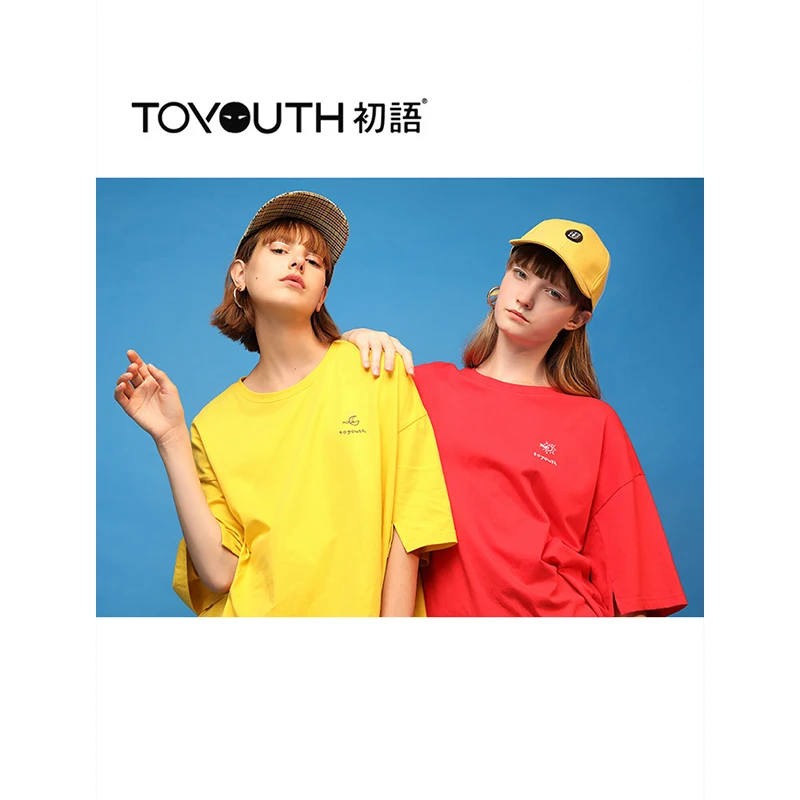 Женская футболка с коротким рукавом Toyouth повседневная однотонная хлопковая