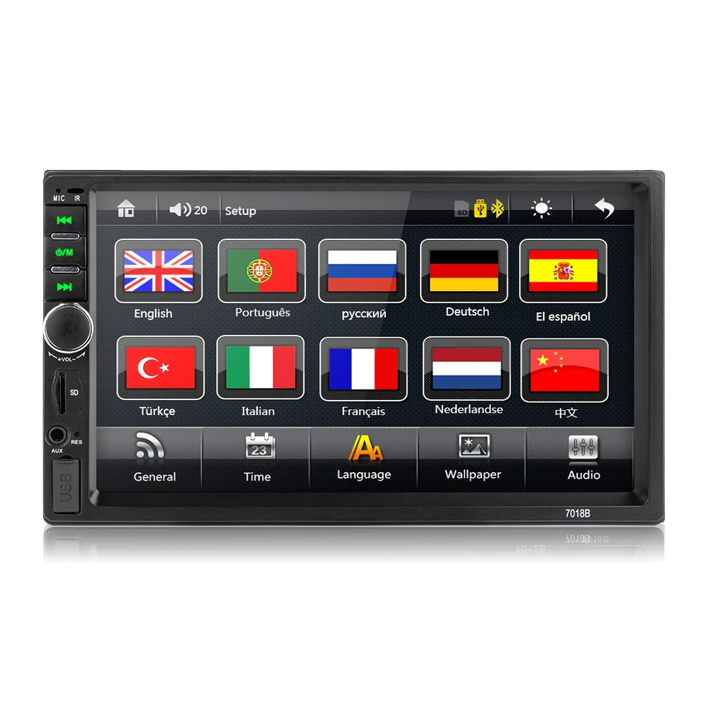 2 din Car Radio Mirror link Android 9 Autoradio Multimedia Player 7'' HD Touch Screen Bluetooth USB FM Camera AUX 7010B Radio