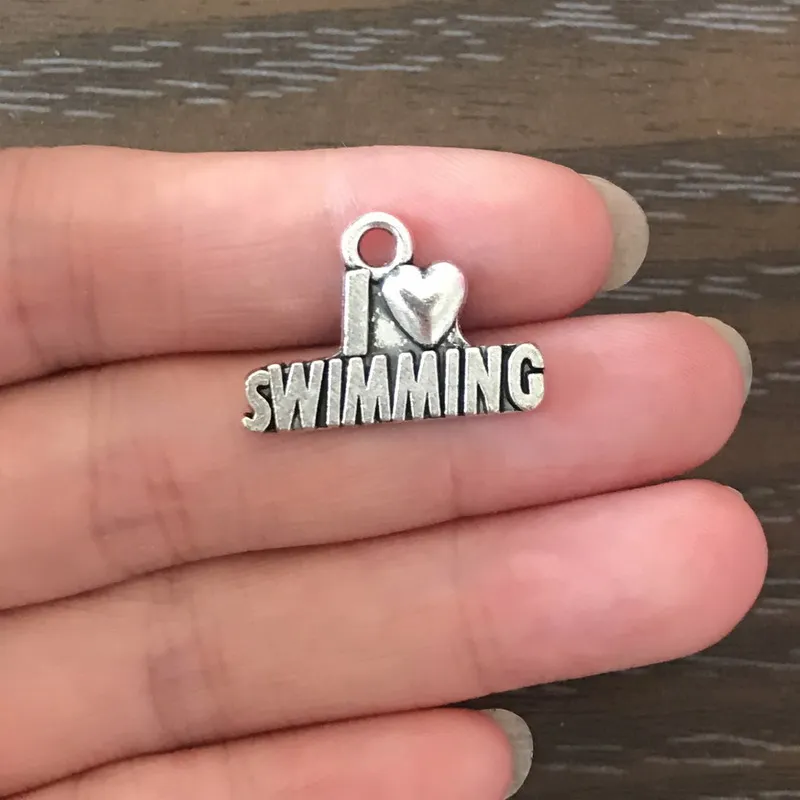 

12PCS DIY Alloy Charm I Love Swimming Charms Zinc Alloy Sports Pendant Charm for Bracelet Necklace Earring Jewelry Making