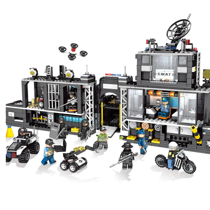 

1164pcs Children's building blocks toy Compatible Legoingly city Black Hawk Special Forces Special Police Mobile Command Base