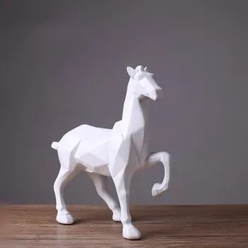 

Geometric white horse modern abstract statue resin crafts home decoration office decoration white horse sculpture creative gift