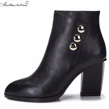 Женские ботильоны осень-зима ботинки из натуральной кожи на среднем каблуке г. модные повседневные ботинки из воловьей кожи ботинки с металлическими вставками 34-41