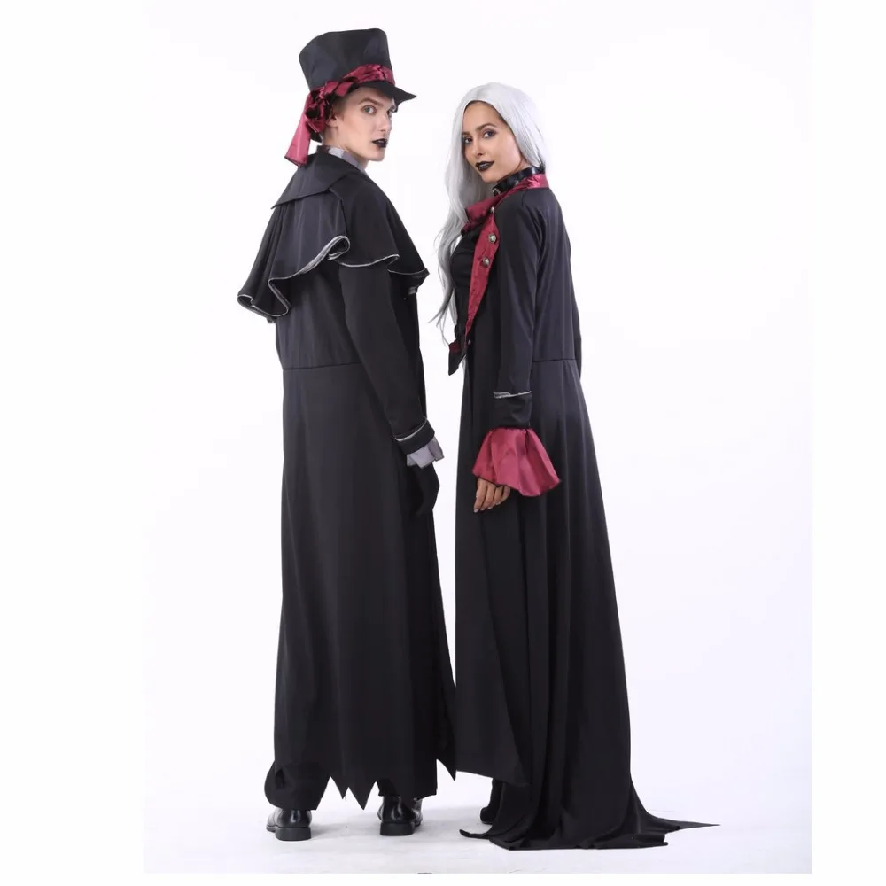 New Adult Vampire Costumes Women Mens Halloween Party Vampiro Couple Movie Cosplay Fancy Outfit Clothing Dresses