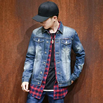 

2018 Quality Denim Jacket Men Slim Fit Male Casual Jackets For Men Solid Casual Slim Mens Denim Jacket