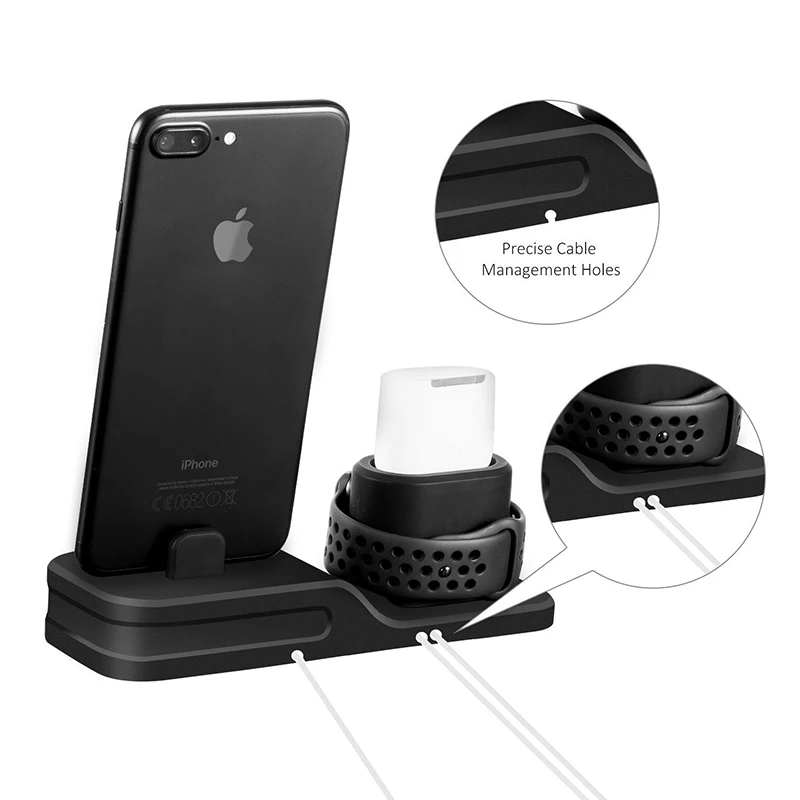 3 in 1 Charging Dock Holder For Iphone X Iphone 8 Iphone 7 Iphone 6 Silicone charging stand Dock Station For Apple watch Airpods (3)