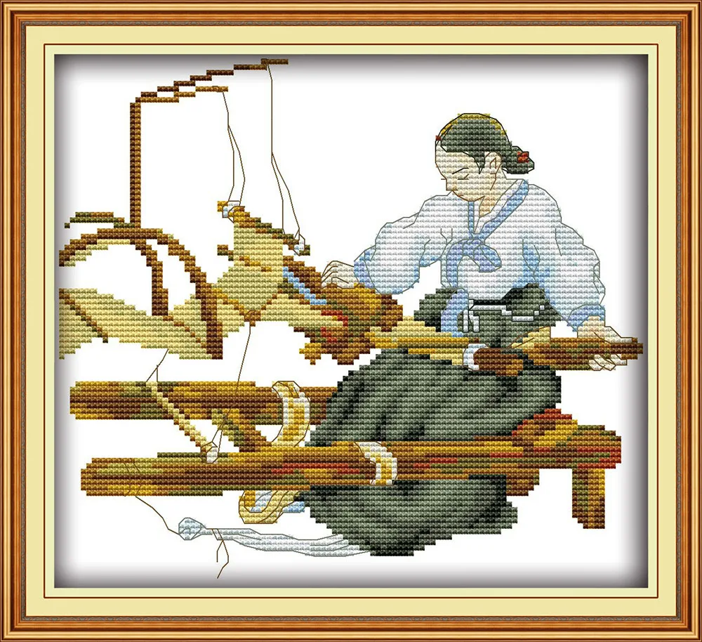 Weaving People Cotton Needlework,DMC Cross stitch,Set For Embroidery
