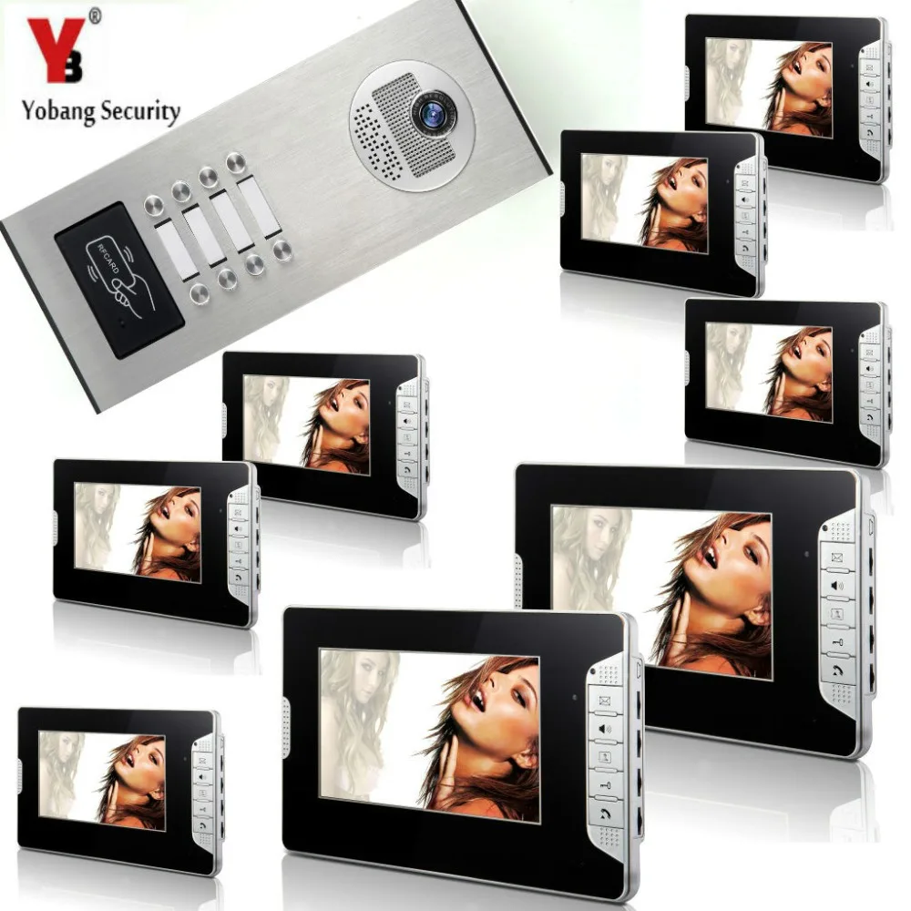 

YobangSecurity Apartment Doorbell 7 Inch HD Video Phone Doorbell RFID Access Camera Video Intercom System 1 Camea 8 Monitor .