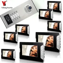 Apartamento Campainha YobangSecurity 7 Polegada HD Vídeo Câmera de Vídeo Sistema de Intercomunicação Telefone Campainha Acesso RFID 1 Camea 8 Monitor.