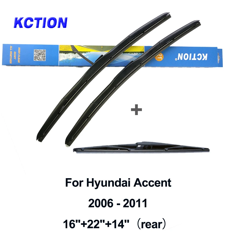 Лобовое стекло гибридная передняя щетка стеклоочистителя для hyundai Accent ветровое стекло заднего стеклоочистителя Натуральный каучук автомобильные аксессуары подходят U Крюк руки - Color: Front-rear-3