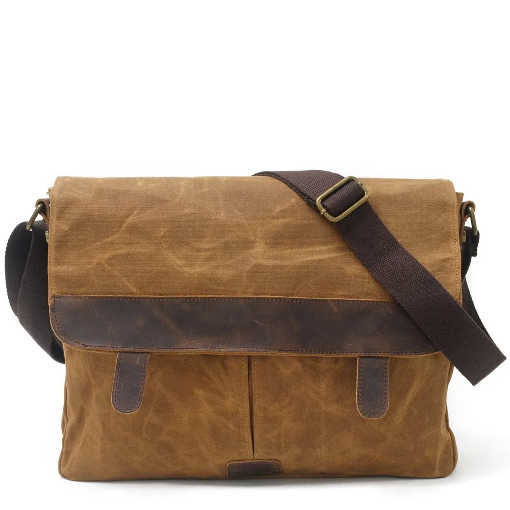 

M017 Vintage 2017 New High Quality Waterproof Canvas Crazy Horse Leather Messenger Bag Laptop Shoulder Bags Travel Crossbody Bag