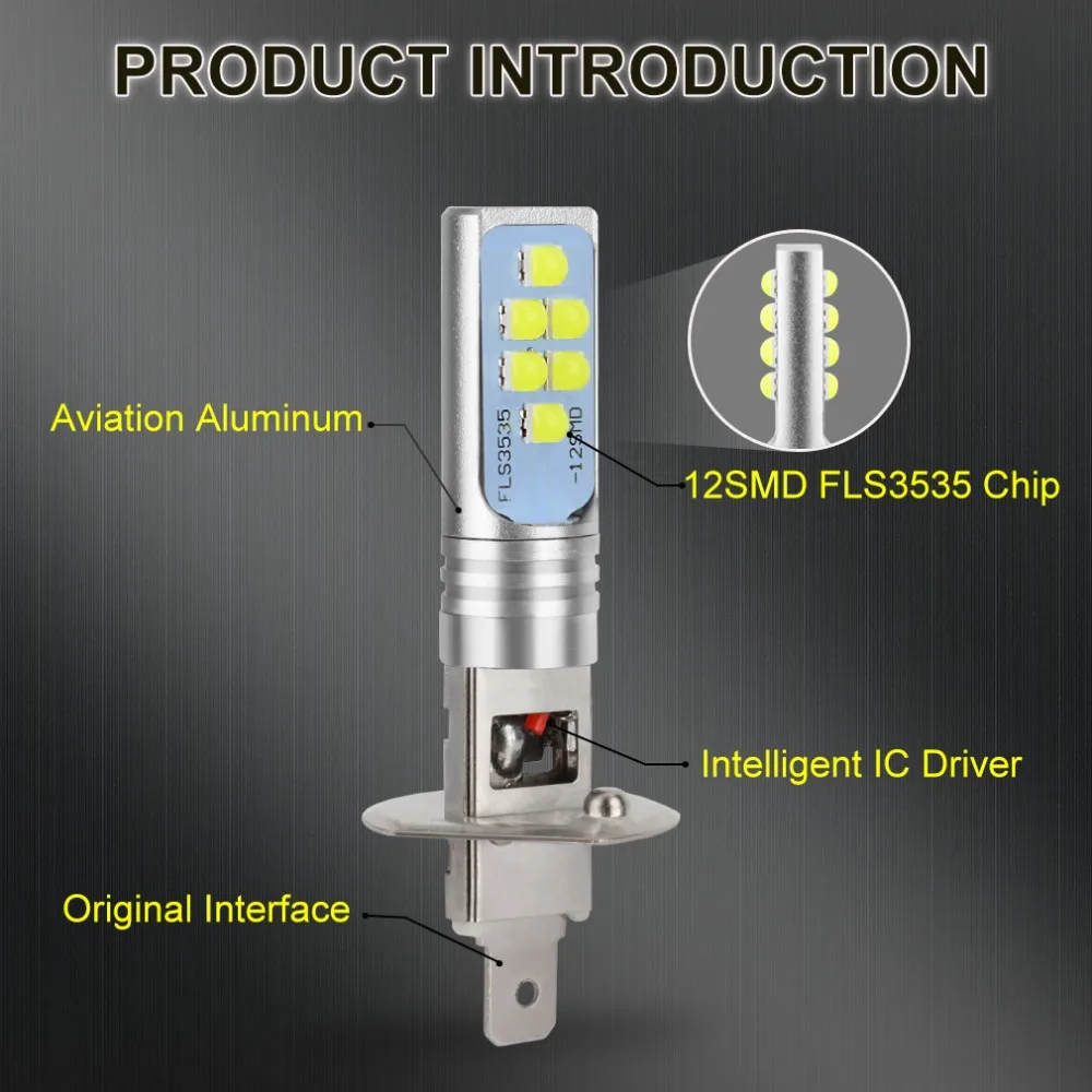 2 шт H1 H3 светодиодные лампы, автомобильные противотуманные фары, супер яркие 1400лм 6500K белые фары для вождения, автомобильные фары, 12 В, 24 В постоянного тока, автомобильные лампы