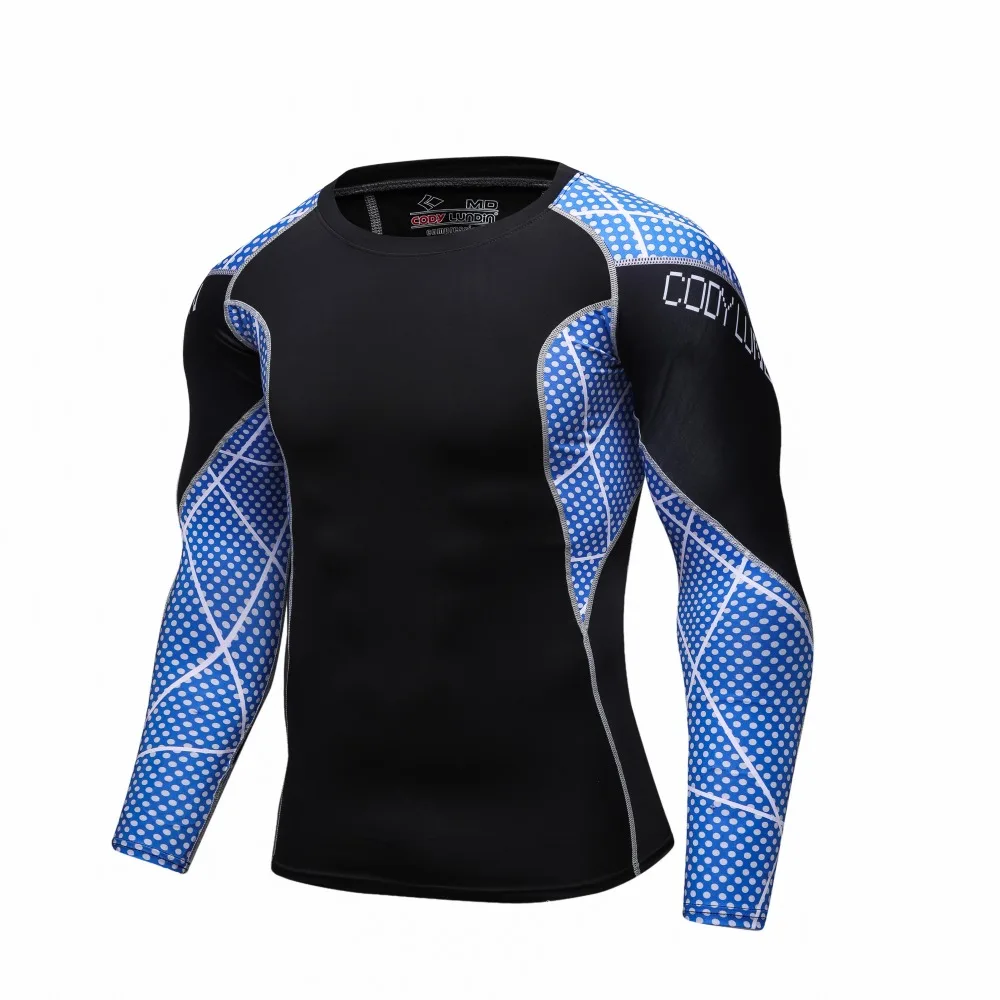 Mens Rash Guard MMA Compression Swim Long Sleeve Shirt Bodybuilding ...