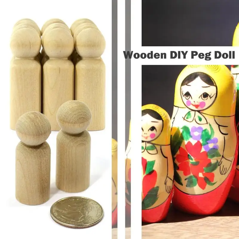 Best 10pcs/Set Wooden DIY Peg Doll Wedding Home Handmade Puppet Kid Painted Toy Baby Children Wood Craft