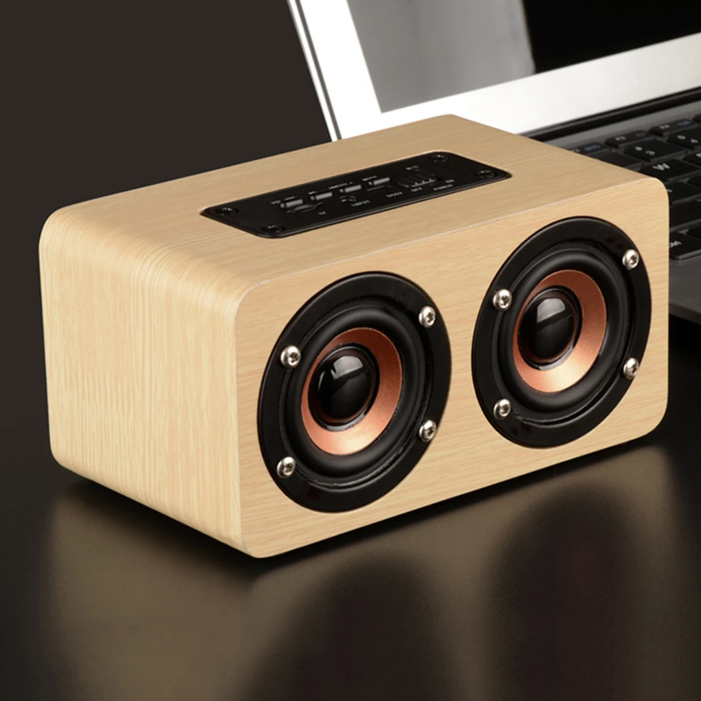 

Portable Wooden Wireless Speaker Subwoofer Stero Bluetooth Speakers Radio FM Desktop for iPhone Android