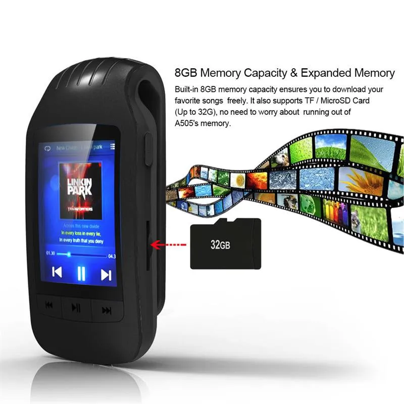 MP3 Player HOTT Support Sport Pedometer Bluetooth FM Radio TF Card Slot 1.8 " LCD Screen MP3 Stereo Music Player