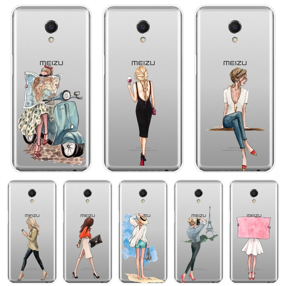 

Soft Phone Case Silicone For Meizu M2 M3 M3S M5 M5C M5S M6 M6S M6T Black Girl Travel Women Back Cover For Meizu M2 M3 M5 M6 Note