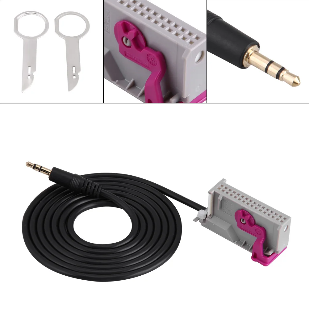 SOONHUA Retrofit Adapter Cable Car Navigation 3.5mm Jack Aux-In Audio Cables Adapter With Removal Tool Keys For Audi RNSE Stereo