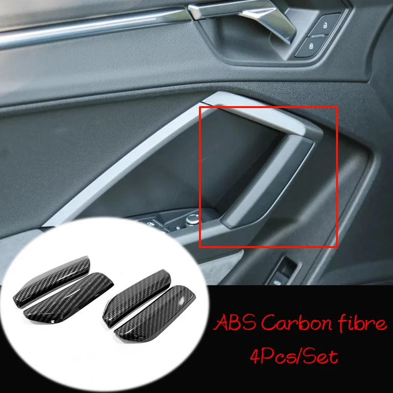

For Audi Q3 2019 2020 ABS Matte/Carbon fibre Front Armrest Panel Door Handle Decoration Cover Trim Car Styling Accessories 4pcs