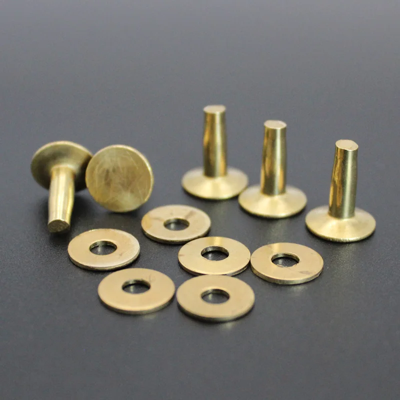 

100 sets brass copper rivets for leather with burrs/washers 11mm x 12mm