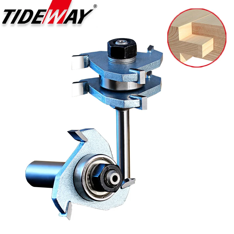 

Tideway 1/2" Shank Industrial Grade Woodworking Tools 3 Teeth T-shaped Router Bits Tenon Woodworking Cutter Joint Bits For Wood
