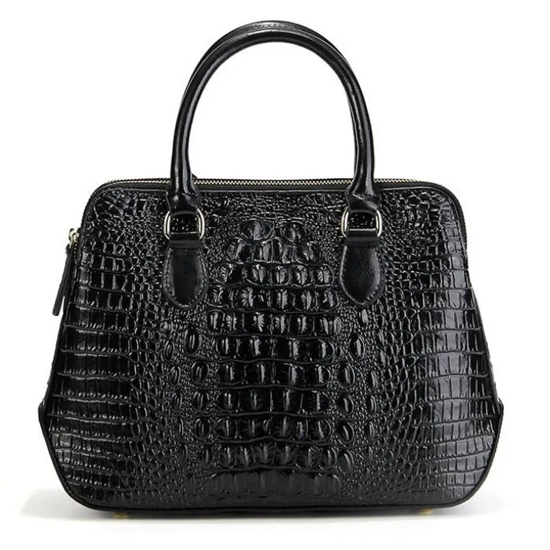 

2019 new women's bag high-grade crocodile pattern Cowhide shoulder bag Leisure Messenger bag ladies simple retro handbag