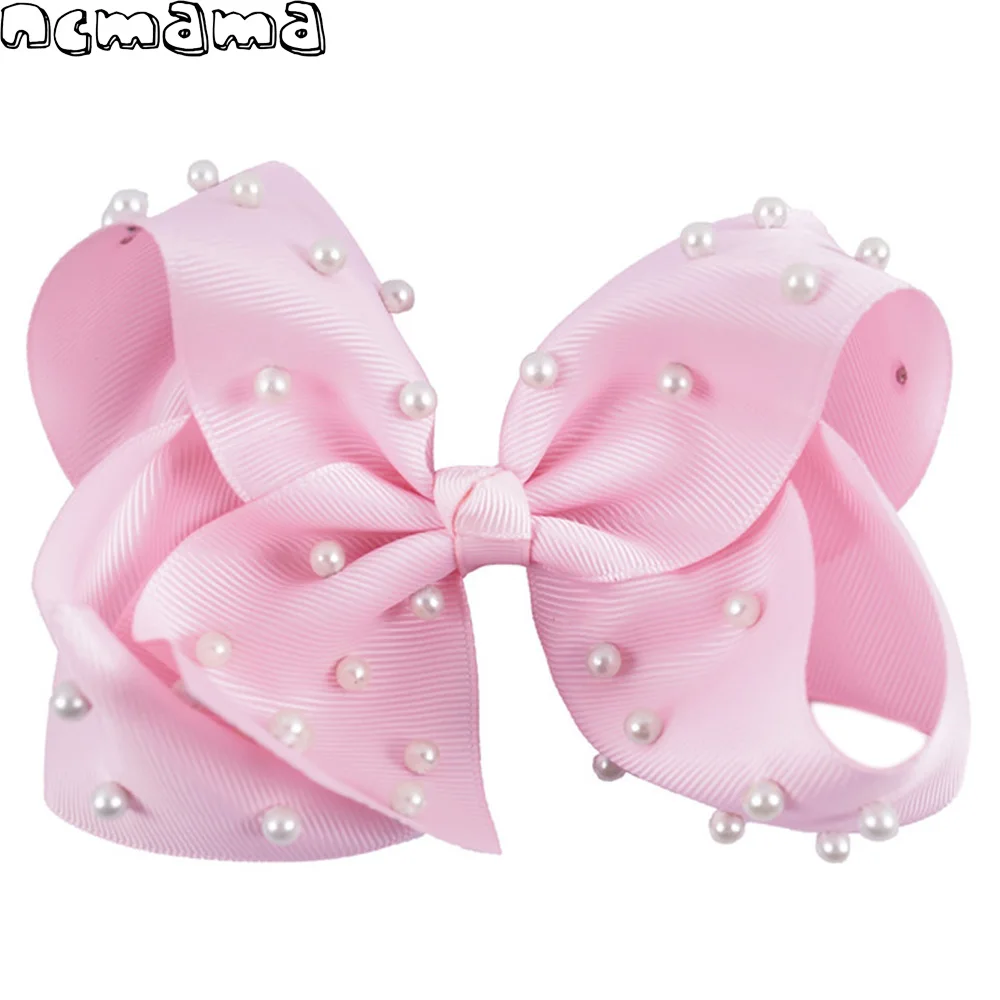 WHITE HANDMADE LARGE 5.5/" HAIR RIBBON BOW GIRL KIDS CHILDREN ALLIGATOR CLIP