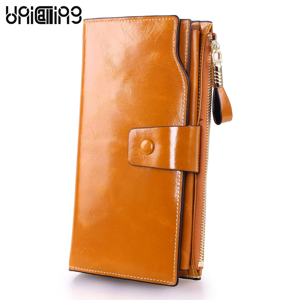 

New style Top grade brand Card Holder Long Lady Purse solid color zipper hasp genuine leather women wallets Large capacity
