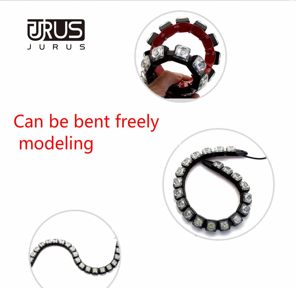 JURUS 2Pcs Car LED 12V Daytime Running Lights Flowing Light White Turn Signal Light Amber Flexible Led Strip Bar DRL Car-Styling