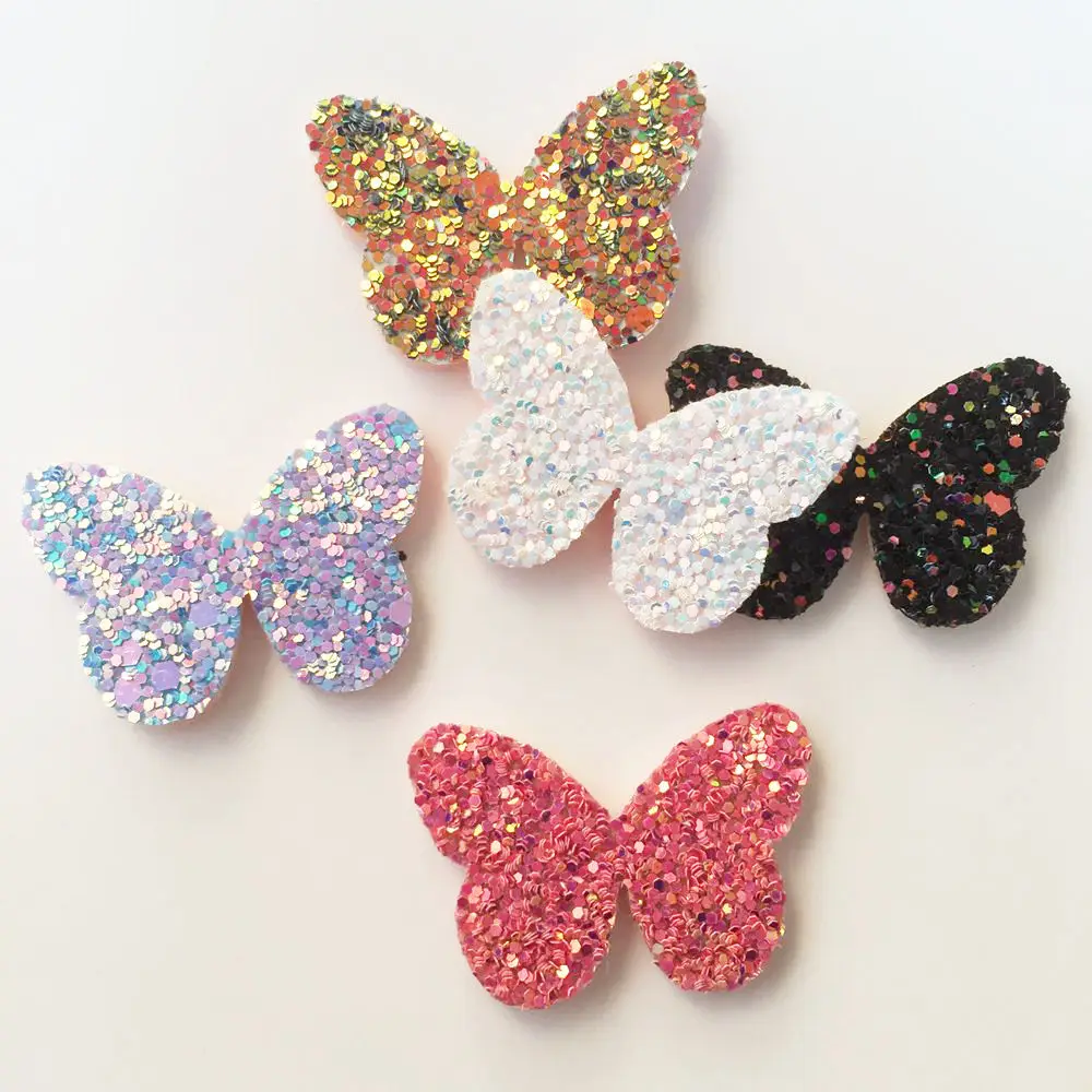 

16pcs Felt Fabric Glitter Paillette Butterfly Patches Appliques for Clothes Ornament Wedding DIY Hair Clip Accessories SA85