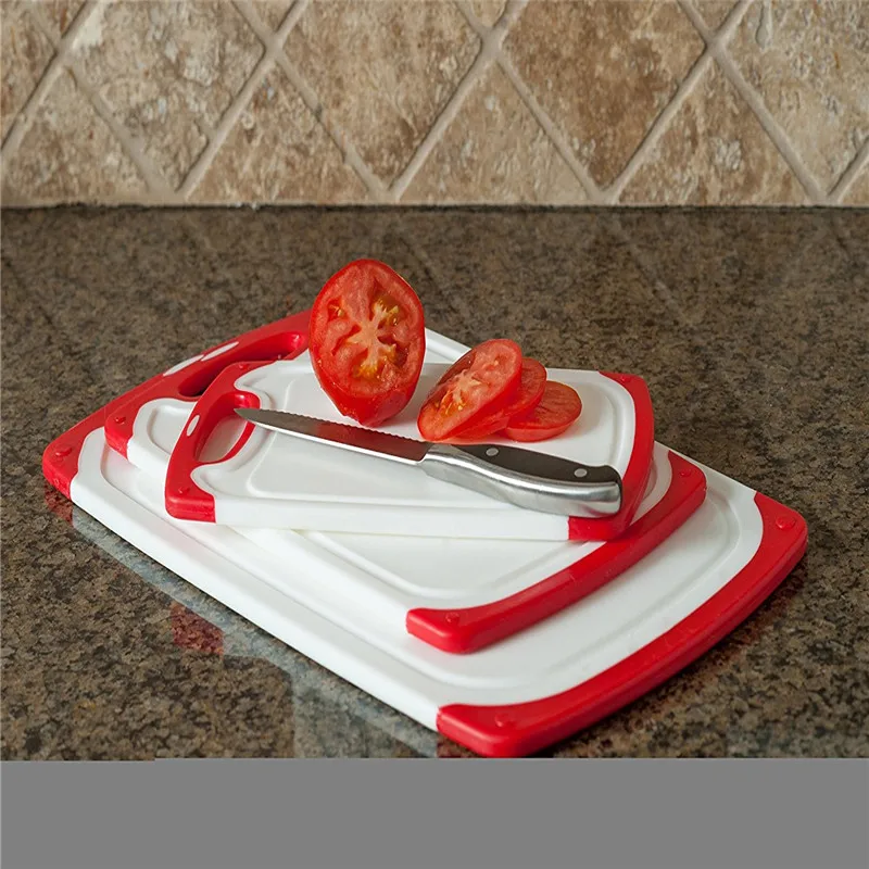 

3Pcs/Set Non-slip Chopping Blocks With Food Grade PP Plastic Heat Resistant Dishwasher Safe Cutting Boards Kitchen Tools