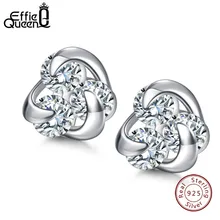 Effie Queen 100 Genuine 925 Sterling Silver Earrings for Women Hot Sale 8mm CZ Small Cute