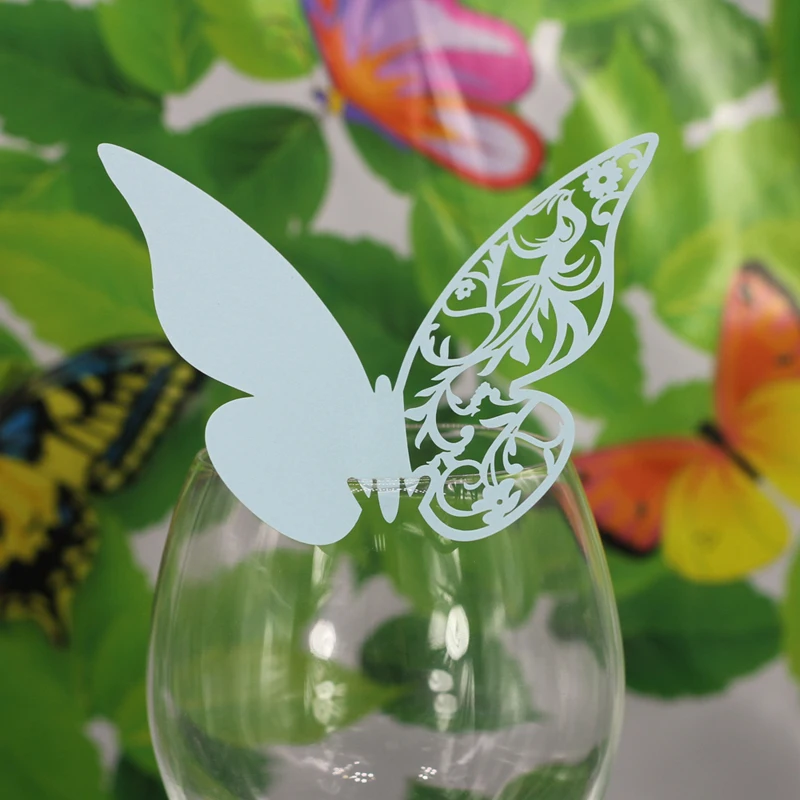

50PCS Hollow Butterfly Vine Cup Decor Table Name Place Cards Wedding Party Decoration Home Ornament
