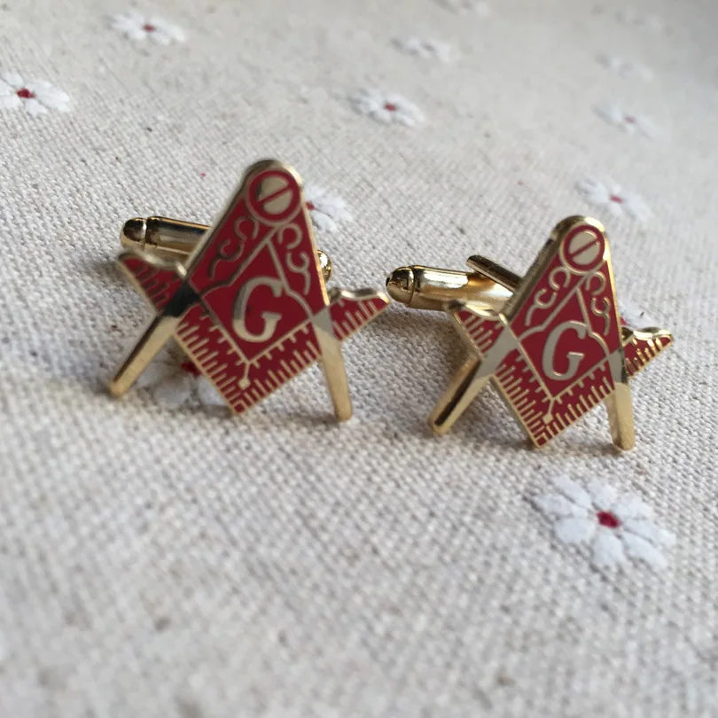Elegant Masonic Black and White Checkered Rug Floor Cufflinks