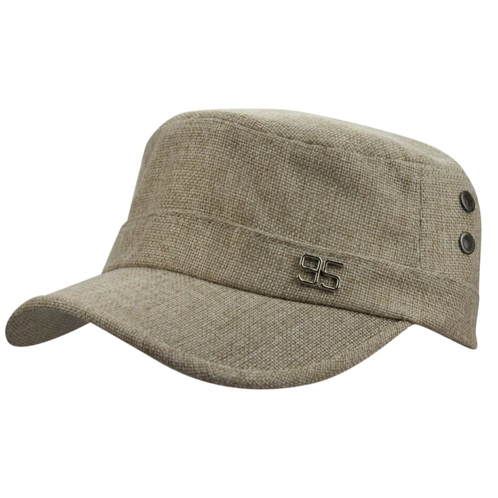 Mens Cadet Army Summer Linen Flax Basic Military Style Solid Fitted