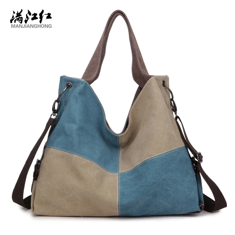 

Popular Fashion Canvas Patchwork Women Bag Handbags High Quality Women Bags Ladies Shoulder Bag Female Bag 1340