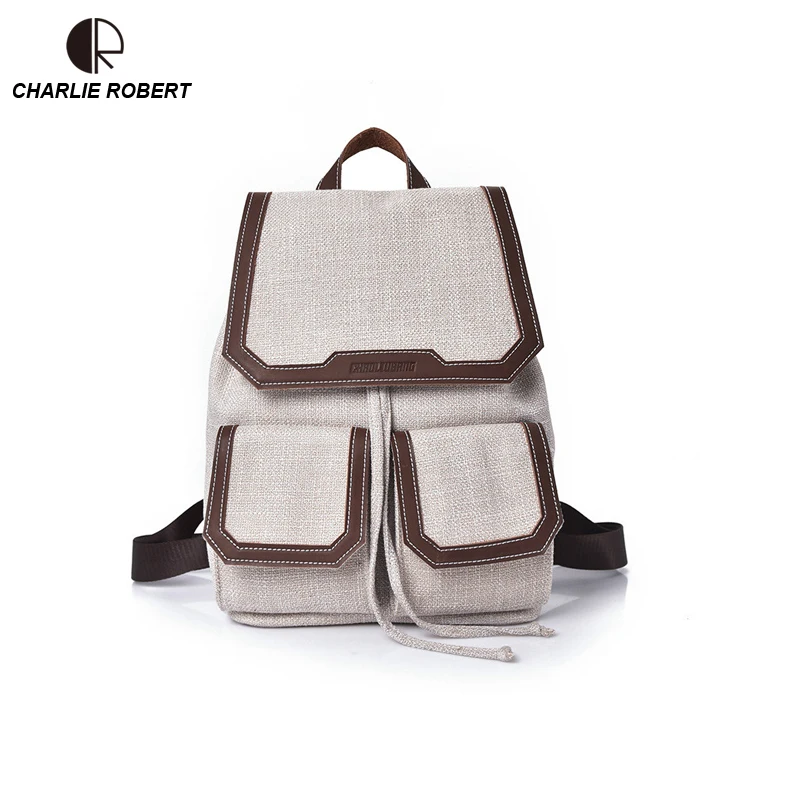 

2019 New Linen Solid Softback String Casual Soft Handle Aecuate Shoulder Strap Women Lady Backpack