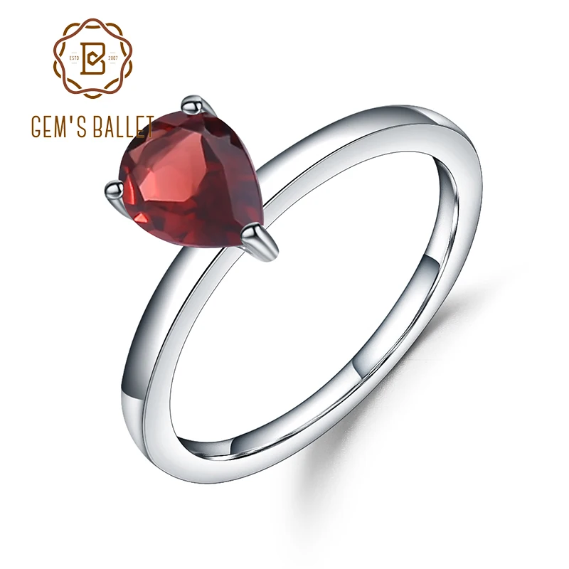 Gem's Ballet 1.36Ct натуральный красный гранат драгоценный камень кольца 925 пробы серебро Винтажное кольцо для женщин обручальное Брендовое ювелирное изделие