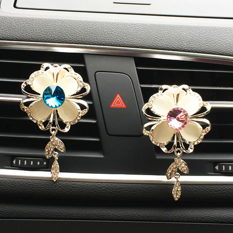 

Crystal Flower Car Air Conditioning Perfume Decoration Metal Wuyehua women Car Air Freshener Car Interior Accessories