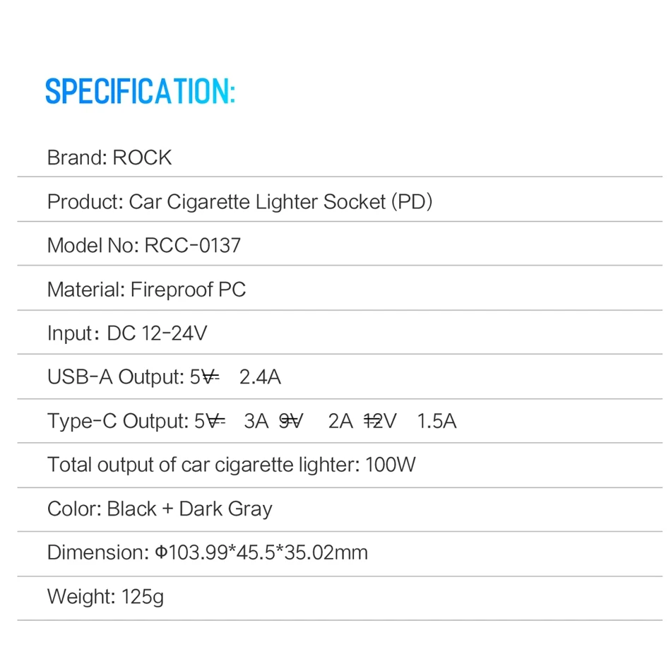ROCK USB Автомобильное зарядное устройство type C PD автомобильное зарядное устройство для телефона 4 порта Автомобильный usb-адаптер прикуриватель автомобильное зарядное устройство для Xiaomi iPhone планшет