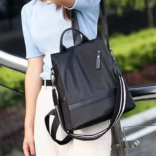 Новинка, Модный женский Противоугонный водонепроницаемый нейлоновый тканевый рюкзак, дорожный рюкзак, сумки на плечо, большая однотонная молния