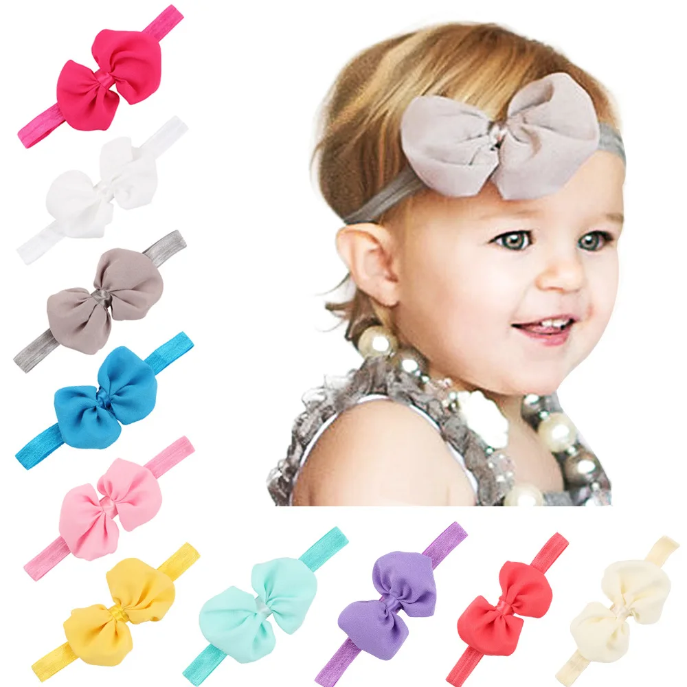 

Roccina Chiffon Bowknot Headbands Newborn Baby Headwear Infant Toddlers Head Flowers Hair Bow Headbands Baby Head Accessories