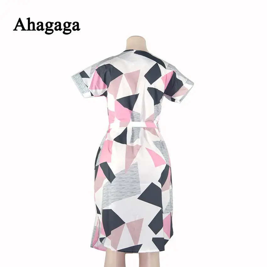 Ahagaga весеннее Платье женское модное с принтом элегантное милое с О-образным вырезом сексуальное облегающее платье-футляр женские платья халаты