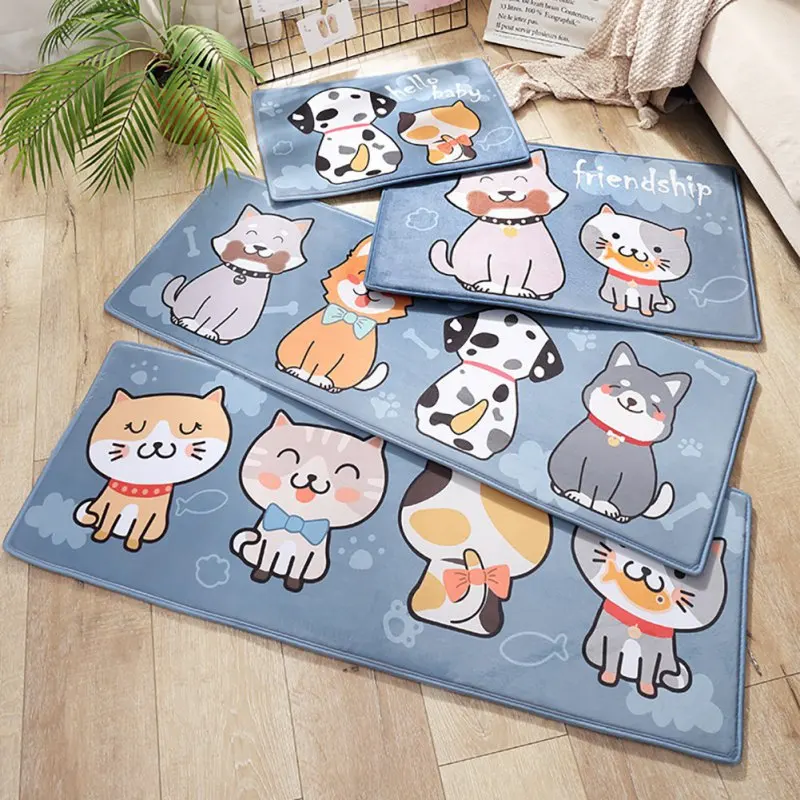 Фланелевые мягкие коврики домашние Мультяшные для спальни кухни ванной абсорбирующие Противоскользящие коврики